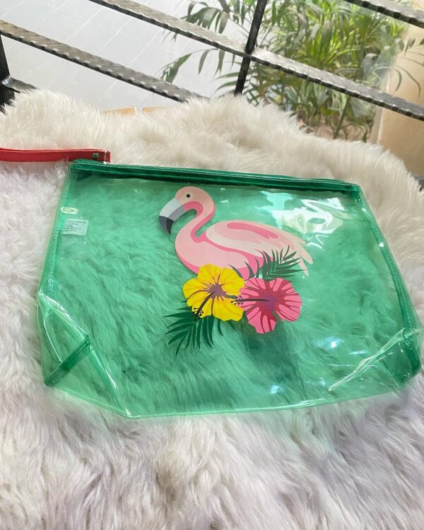 Flamingo Clear Zip up Pouch