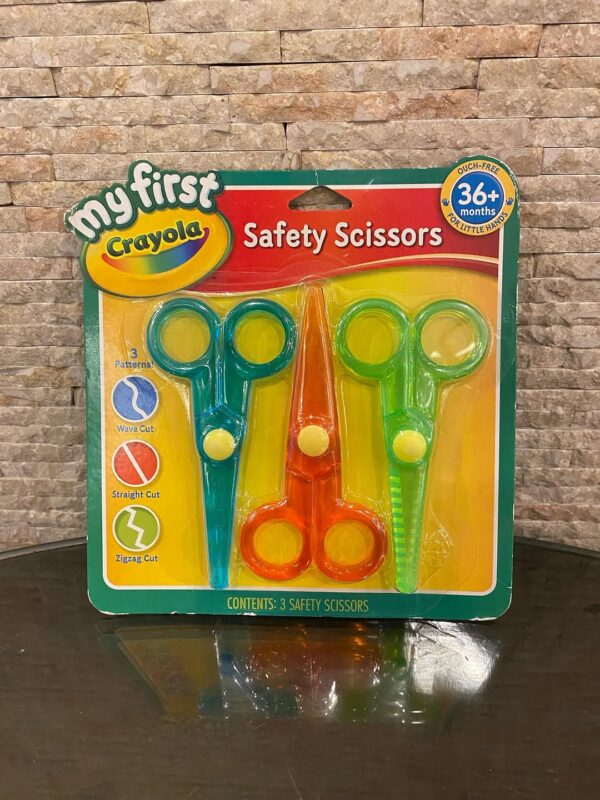 My First Crayola Safety Scissors, Rounded Tip, Assorted Straight Handles, 3/pack